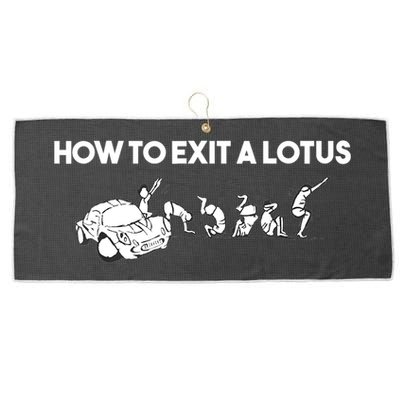 How To Exit A Lotus Racing Car Funny Joke Autocross Drag Gift Large Microfiber Waffle Golf Towel