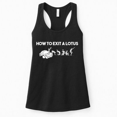 How To Exit A Lotus Racing Car Funny Joke Autocross Drag Gift Womens Tank Top