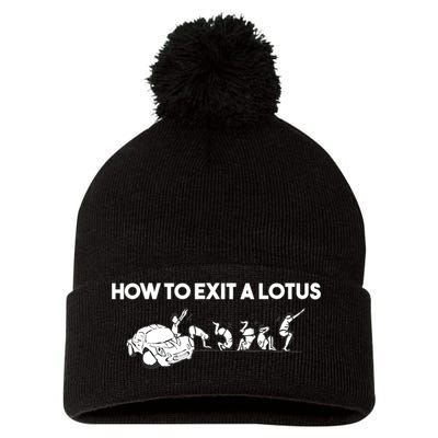 How To Exit A Lotus Racing Car Funny Joke Autocross Drag Gift Pom Pom 12in Knit Beanie