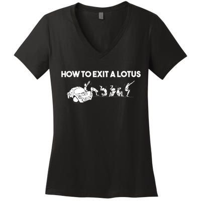 How To Exit A Lotus Racing Car Funny Joke Autocross Drag Gift Women's V-Neck T-Shirt