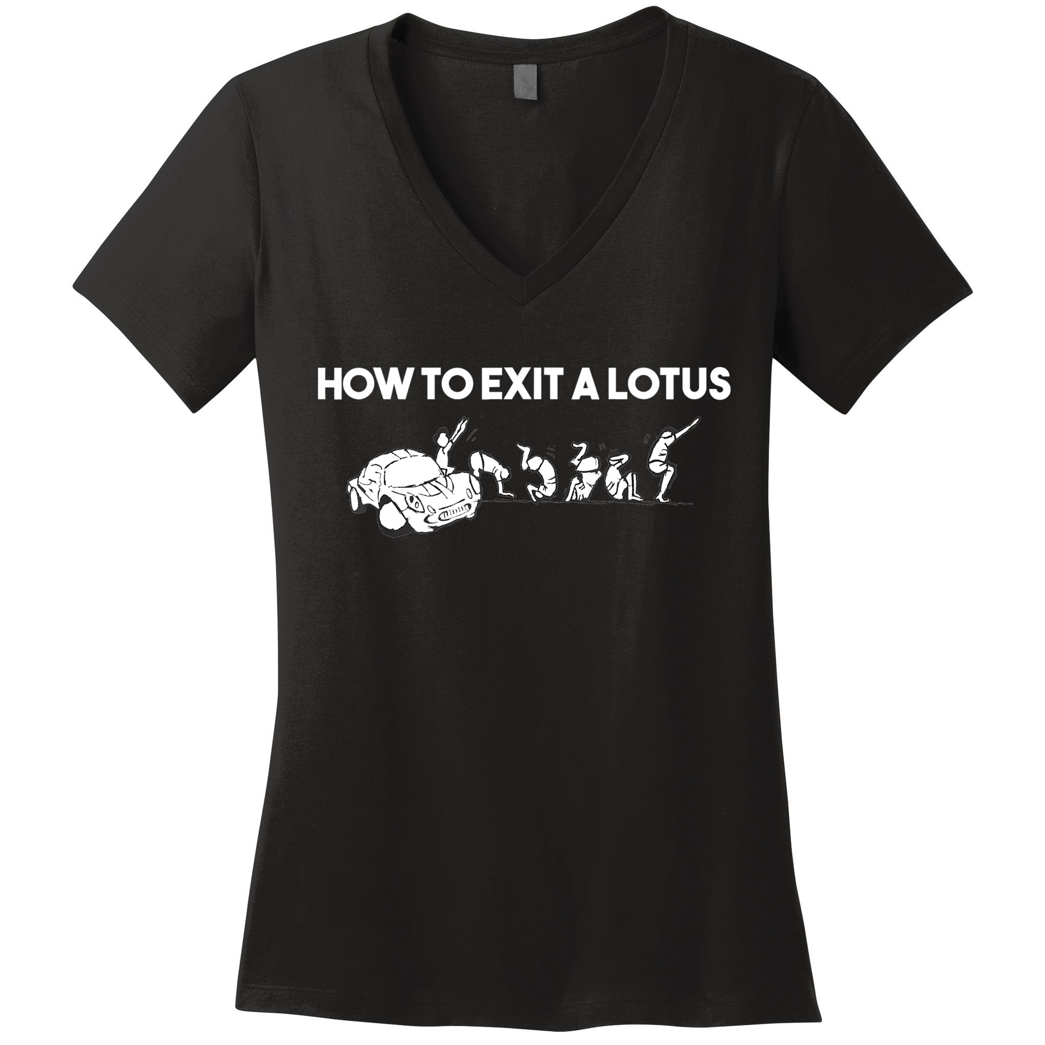 How To Exit A Lotus Racing Car Funny Joke Autocross Drag Gift Women's V-Neck T-Shirt