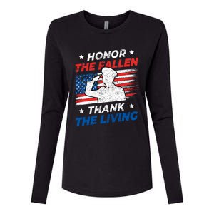 Honor The Fallen Thank The Living Patriotic Military Us Flag Gift Womens Cotton Relaxed Long Sleeve T-Shirt