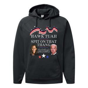 Hawk Tauh Funny Election 2024 Spit On That Thang Biden Performance Fleece Hoodie