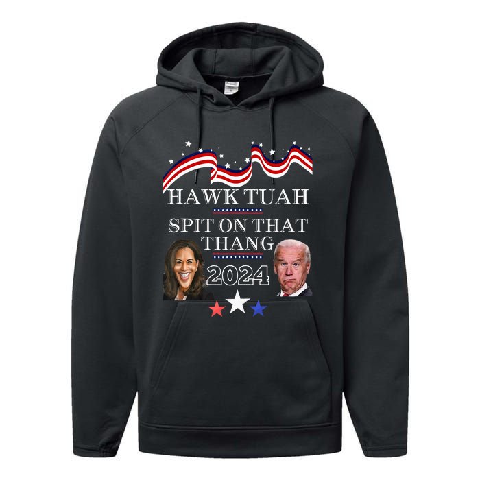 Hawk Tauh Funny Election 2024 Spit On That Thang Biden Performance Fleece Hoodie