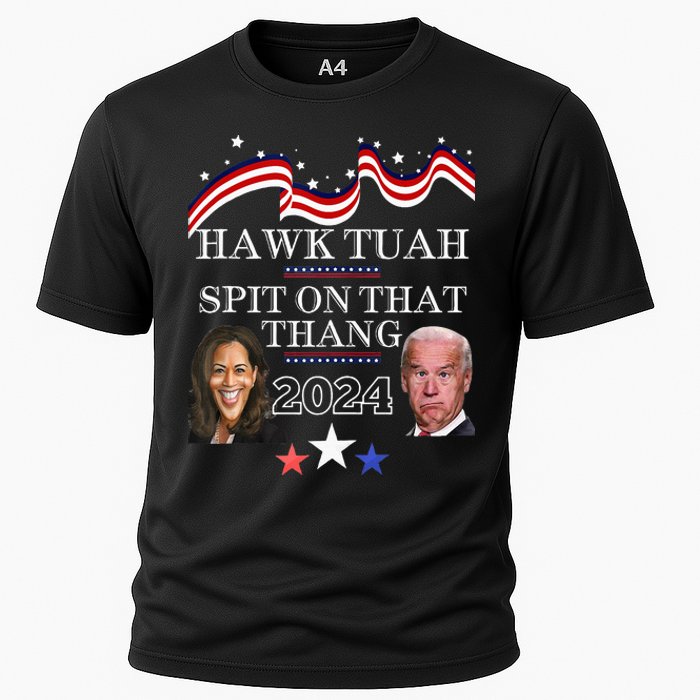 Hawk Tauh Funny Election 2024 Spit On That Thang Biden Cooling Performance Crew T-Shirt