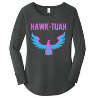 Hawk Tuah Funny Viral Meme Women's Perfect Tri Tunic Long Sleeve Shirt