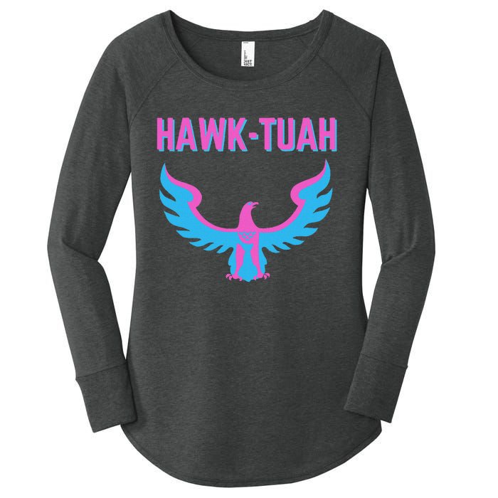 Hawk Tuah Funny Viral Meme Women's Perfect Tri Tunic Long Sleeve Shirt