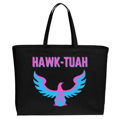 Hawk Tuah Funny Viral Meme Cotton Canvas Jumbo Tote