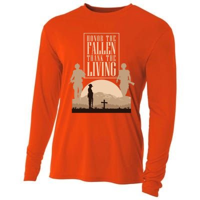 Honor The Fallen Thank The Living Military Pride Gift Cooling Performance Long Sleeve Crew