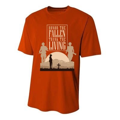 Honor The Fallen Thank The Living Military Pride Gift Performance Sprint T-Shirt