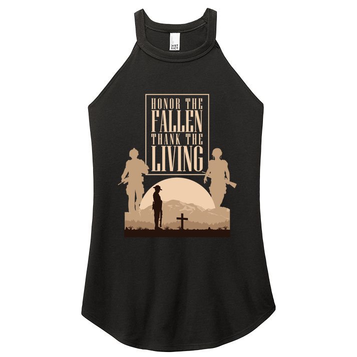 Honor The Fallen Thank The Living Military Pride Gift Women's Perfect Tri Rocker Tank
