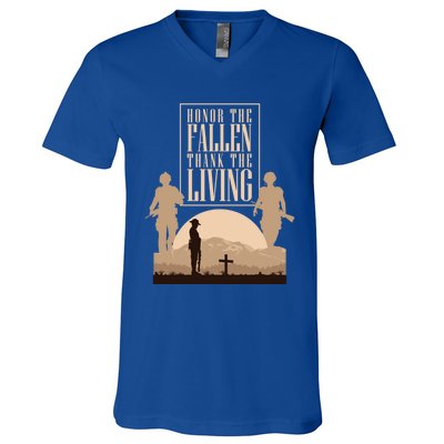 Honor The Fallen Thank The Living Military Pride Gift V-Neck T-Shirt