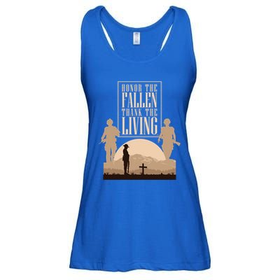 Honor The Fallen Thank The Living Military Pride Gift Ladies Essential Flowy Tank