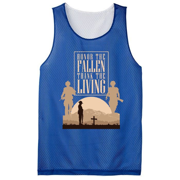 Honor The Fallen Thank The Living Military Pride Gift Mesh Reversible Basketball Jersey Tank