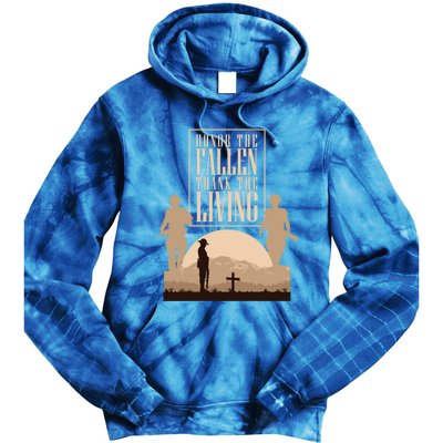 Honor The Fallen Thank The Living Military Pride Gift Tie Dye Hoodie