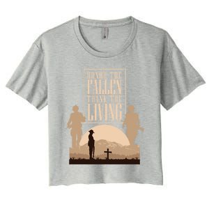 Honor The Fallen Thank The Living Military Pride Gift Women's Crop Top Tee