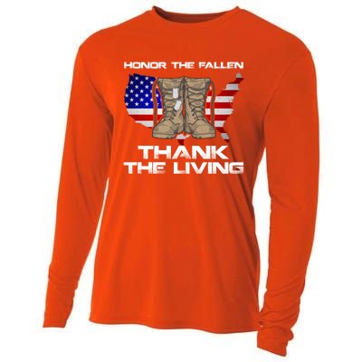 Honor The Fallen Thank The Living Military Veteran Gift Cooling Performance Long Sleeve Crew