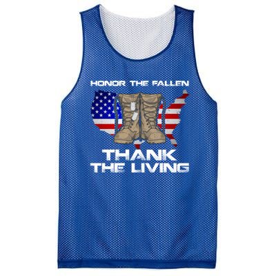 Honor The Fallen Thank The Living Military Veteran Gift Mesh Reversible Basketball Jersey Tank