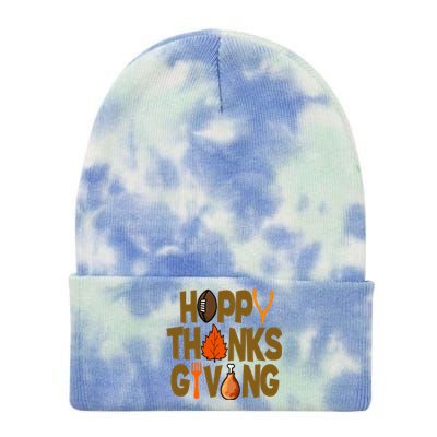 Happy Thanksgiving Football Autumn Holiday Tie Dye 12in Knit Beanie