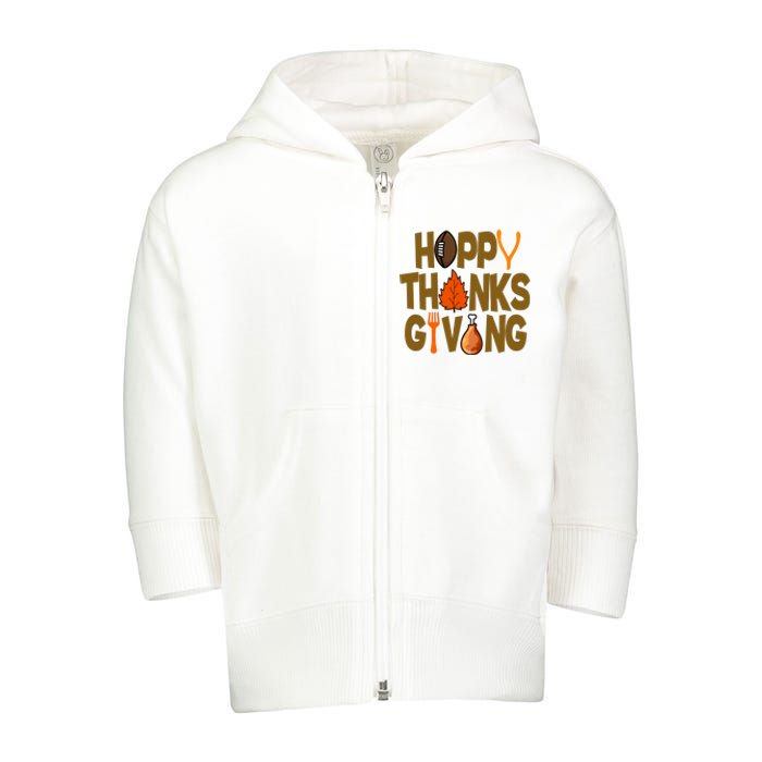 Happy Thanksgiving Football Autumn Holiday Toddler Zip Fleece Hoodie