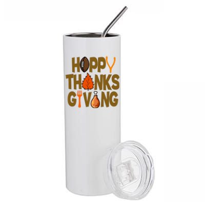 Happy Thanksgiving Football Autumn Holiday Stainless Steel Tumbler