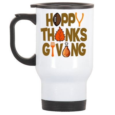 Happy Thanksgiving Football Autumn Holiday Stainless Steel Travel Mug