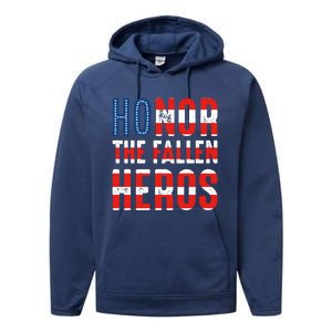 Honor The Fallen Heros Gift Usa American Flag Gift Veterans Day Gift Performance Fleece Hoodie