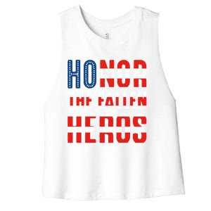 Honor The Fallen Heros Gift Usa American Flag Gift Veterans Day Gift Women's Racerback Cropped Tank