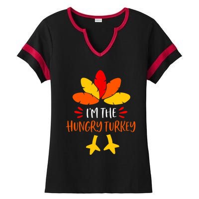 Hungry Turkey Family Shirts Matching Thanksgiving Pajamas Ladies Halftime Notch Neck Tee