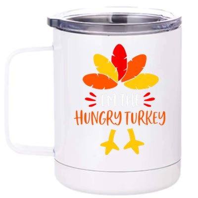 Hungry Turkey Family Shirts Matching Thanksgiving Pajamas 12 oz Stainless Steel Tumbler Cup