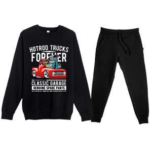 Hotrod Trucks Forever Cartoon Classic Truck Design Premium Crewneck Sweatsuit Set