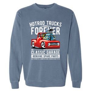 Hotrod Trucks Forever Cartoon Classic Truck Design Garment-Dyed Sweatshirt