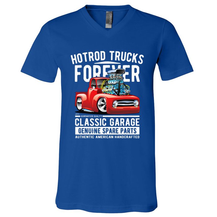 Hotrod Trucks Forever Cartoon Classic Truck Design V-Neck T-Shirt