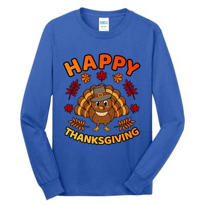 Happy Thanksgiving Funny Turkey Family Graphic Gift Tall Long Sleeve T-Shirt