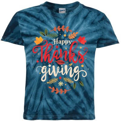 Happy Thanksgiving For Boys Girls Thanksgiving Family Kids Tie-Dye T-Shirt