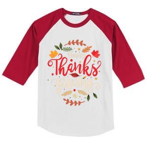 Happy Thanksgiving For Boys Girls Thanksgiving Family Kids Colorblock Raglan Jersey