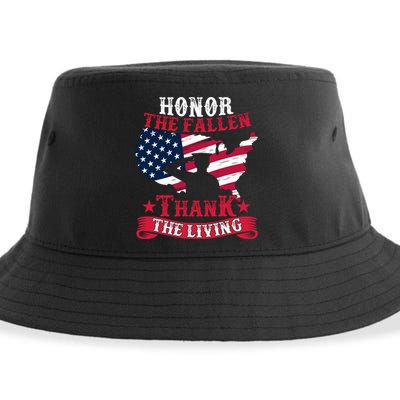Honor The Fallen Thank The Living Proudly Support Our Troops Gift Sustainable Bucket Hat
