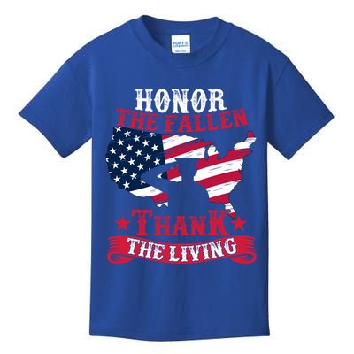 Honor The Fallen Thank The Living Proudly Support Our Troops Gift Kids T-Shirt