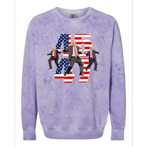 Humorous Trump Funny Victory Dance Trump Dancing America 47 Colorblast Crewneck Sweatshirt