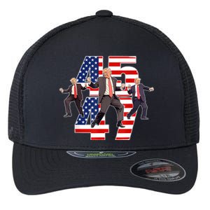 Humorous Trump Funny Victory Dance Trump Dancing America 47 Flexfit Unipanel Trucker Cap