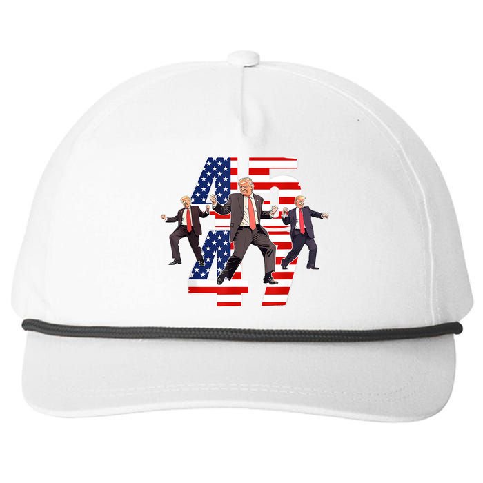 Humorous Trump Funny Victory Dance Trump Dancing America 47 Snapback Five-Panel Rope Hat