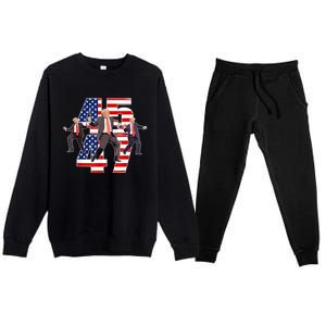 Humorous Trump Funny Victory Dance Trump Dancing America 47 Premium Crewneck Sweatsuit Set