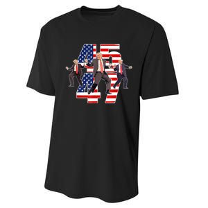 Humorous Trump Funny Victory Dance Trump Dancing America 47 Performance Sprint T-Shirt