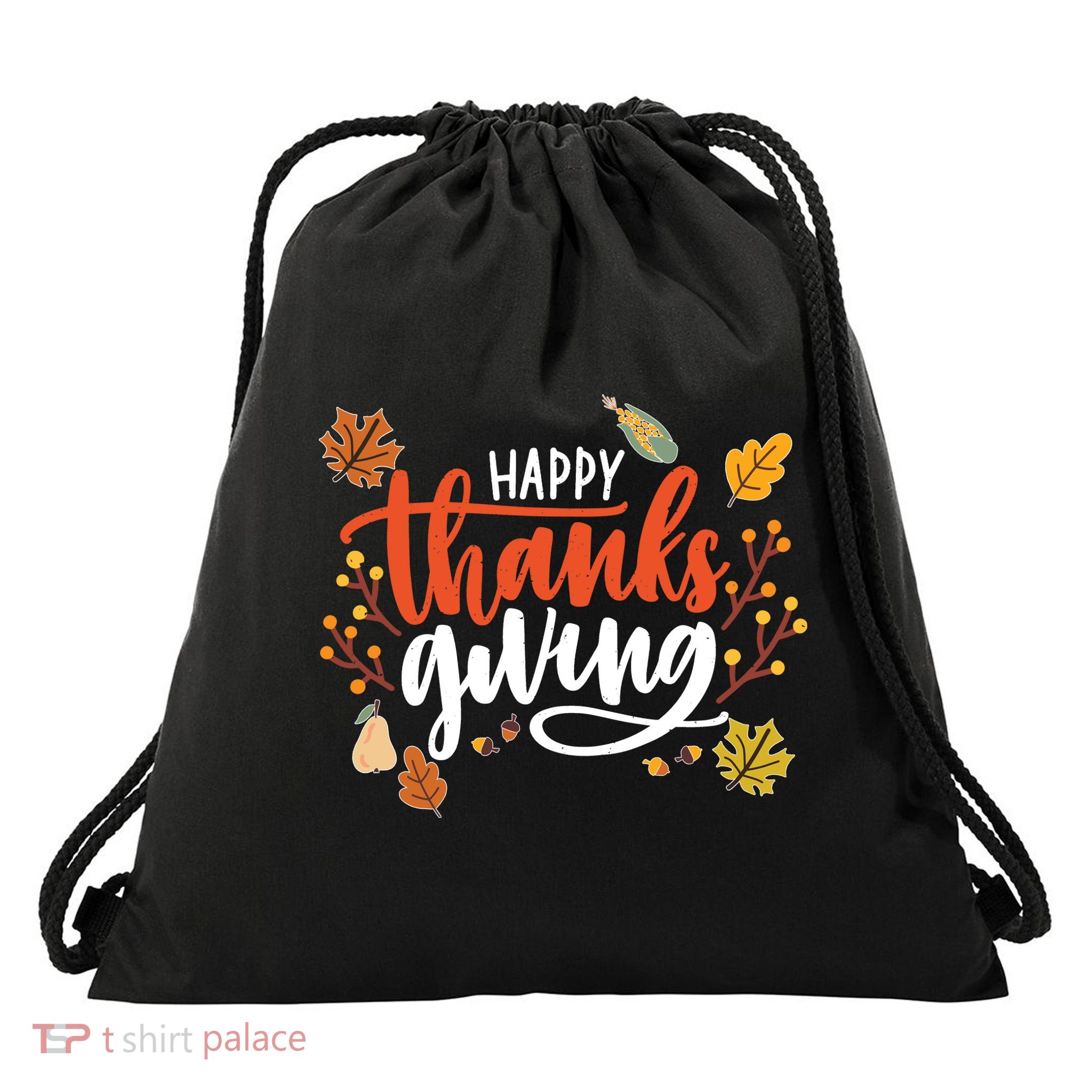 Happy Thanksgiving For Family Holiday Drawstring Bag
