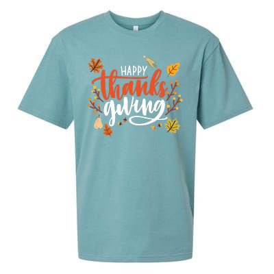 Happy Thanksgiving For Family Holiday Sueded Cloud Jersey T-Shirt