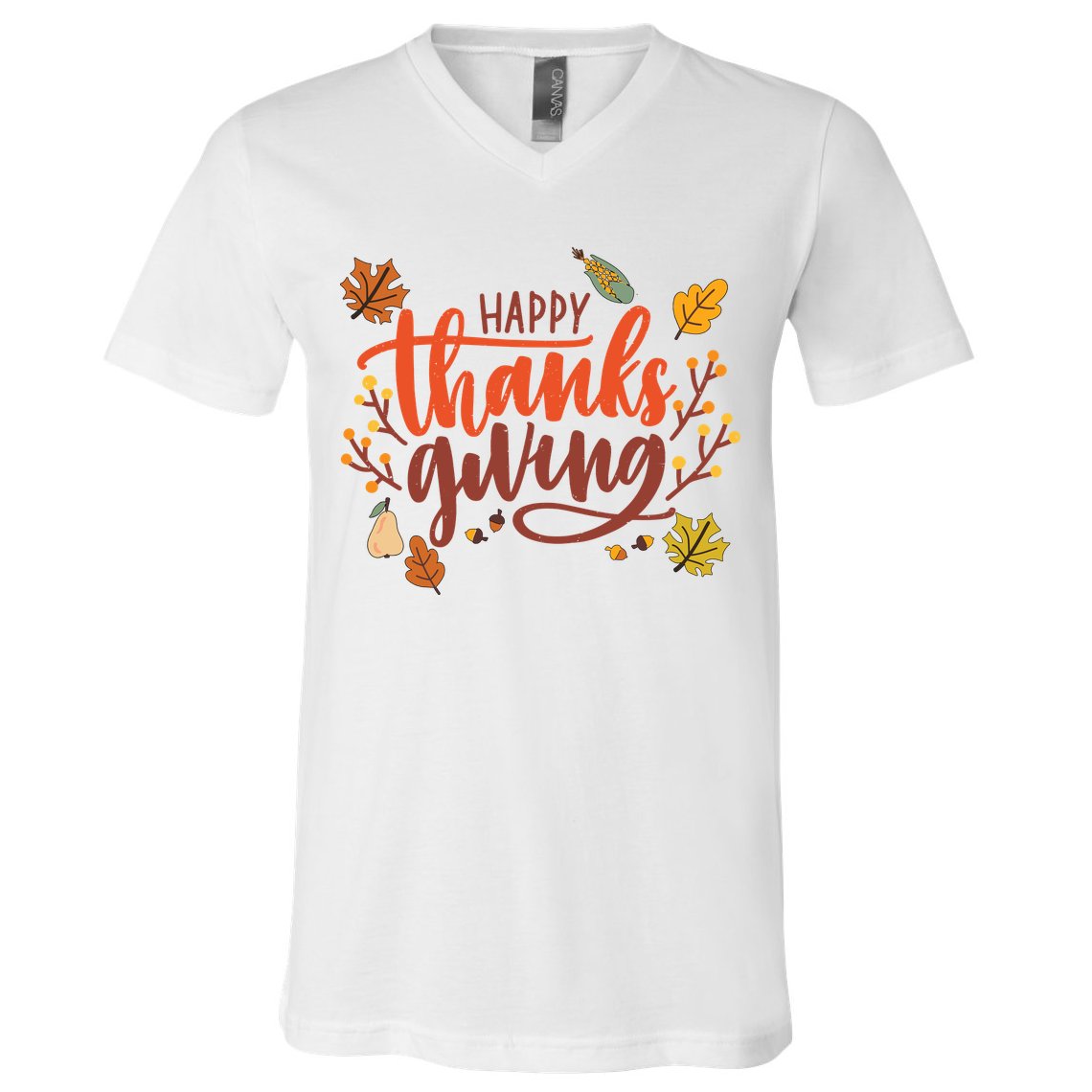 Happy Thanksgiving For Family Holiday V-Neck T-Shirt