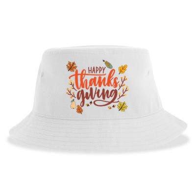 Happy Thanksgiving For Family Holiday Sustainable Bucket Hat