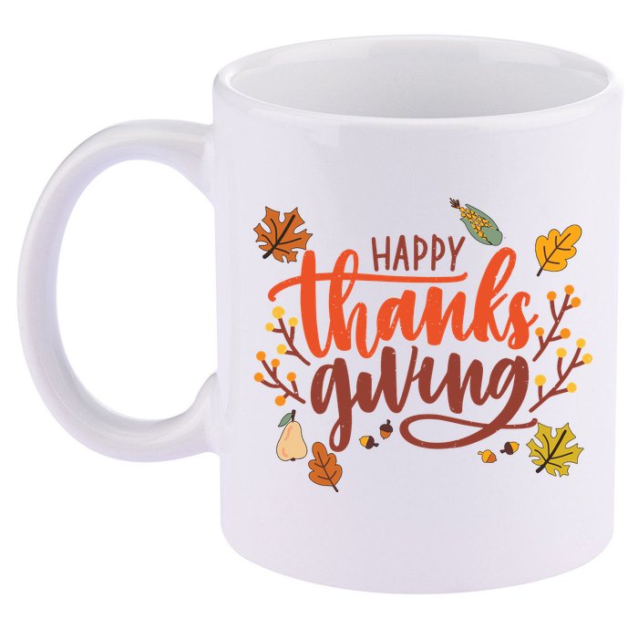 Happy Thanksgiving For Family Holiday 11oz C Handle Ceramic Mug