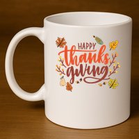 Happy Thanksgiving For Family Holiday 11oz C Handle Ceramic Mug