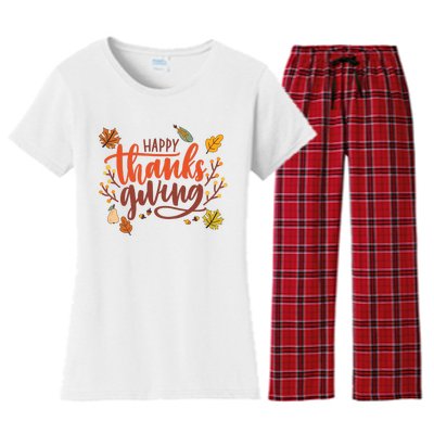 Happy Thanksgiving For Family Holiday Women's Flannel Pajama Set